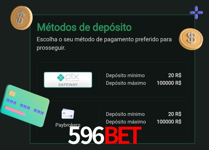 O cassino 596Bet oferece uma grande variedade de métodos de pagamento